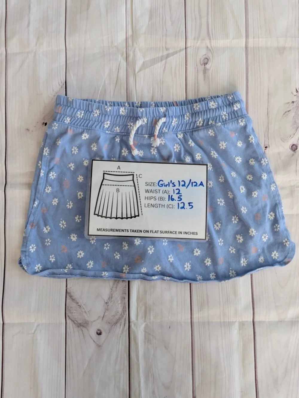 OshKosh B'gosh Girls Skort Skirt daisy periwinkle Size 12 built in shorts daisy